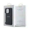 Husă spate Guess PU Grained Classic Logo MagSafe pentru iPhone 16 Pro, neagră