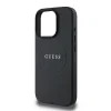 Husă spate Guess PU Grained Classic Logo MagSafe pentru iPhone 16 Pro, neagră