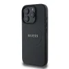 Husă spate Guess PU Grained Classic Logo MagSafe pentru iPhone 16 Pro, neagră
