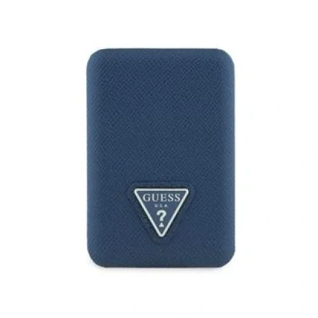 Acumulator extern Guess MagSafe cu logo triunghiular granulat din PU, 5000mAh, albastru