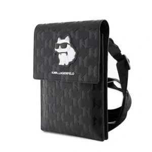 Carcasă de telefon Karl Lagerfeld Saffiano Monogram Choupette NFT, neagră