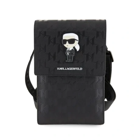 Carcasă de telefon Karl Lagerfeld Saffiano Monogram Ikonic NFT, neagră