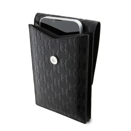 Carcasă de telefon Karl Lagerfeld Saffiano Monogram Ikonic NFT, neagră