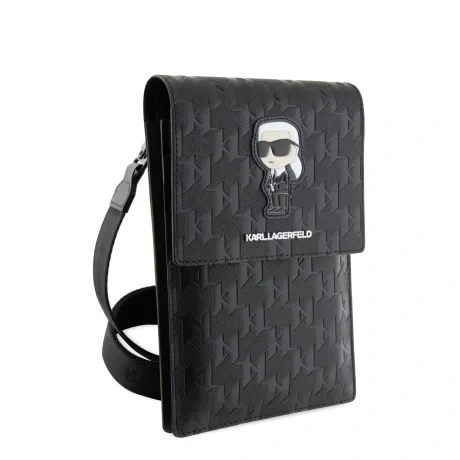 Carcasă de telefon Karl Lagerfeld Saffiano Monogram Ikonic NFT, neagră