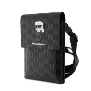 Carcasă de telefon Karl Lagerfeld Saffiano Monogram Ikonic NFT, neagră