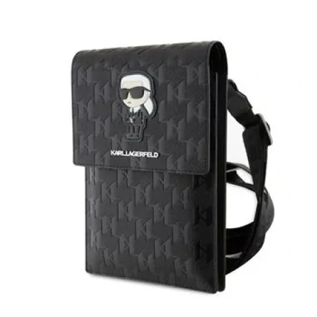 Carcasă de telefon Karl Lagerfeld Saffiano Monogram Ikonic NFT, neagră