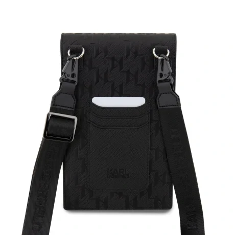 Carcasă de telefon Karl Lagerfeld Saffiano Monogram Ikonic NFT, neagră