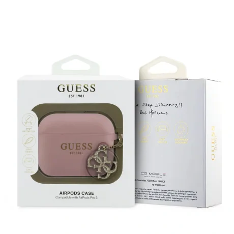 Carcasă din silicon Guess 4G Charm pentru AirPods Pro 3, roz