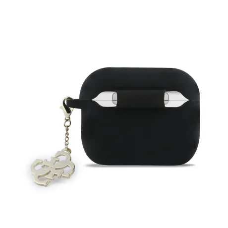 Carcasă din silicon Guess cu fermoar 4G pentru AirPods Pro 3, neagră