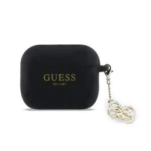 Carcasă din silicon Guess cu fermoar 4G pentru AirPods Pro 3, neagră
