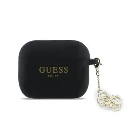 Carcasă din silicon Guess cu fermoar 4G pentru AirPods Pro 3, neagră