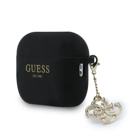 Carcasă din silicon Guess cu fermoar 4G pentru AirPods Pro 3, neagră
