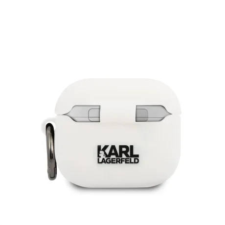 Carcasă din silicon Karl Lagerfeld Choupette Head pentru Airpods 3, albă