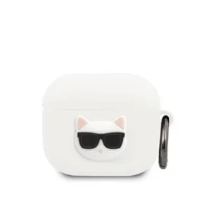 Carcasă din silicon Karl Lagerfeld Choupette Head pentru Airpods 3, albă