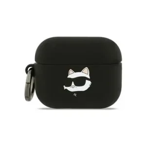 Carcasă din silicon Karl Lagerfeld cu logo 3D NFT cu cap de Choupette pentru AirPods Pro 3, neagră