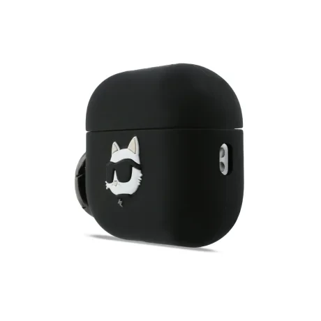 Carcasă din silicon Karl Lagerfeld cu logo 3D NFT cu cap de Choupette pentru AirPods Pro 3, neagră