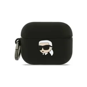 Carcasă din silicon Karl Lagerfeld cu logo 3D NFT Karl Head pentru AirPods Pro 3, neagră