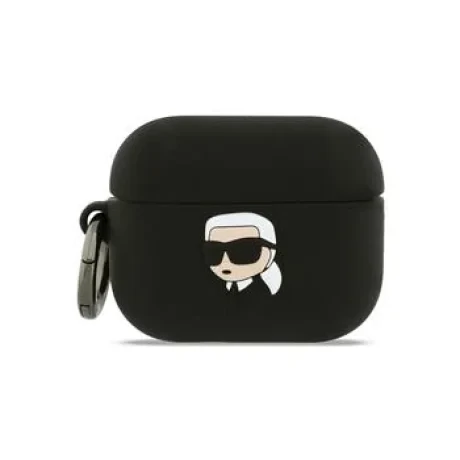 Carcasă din silicon Karl Lagerfeld cu logo 3D NFT Karl Head pentru AirPods Pro 3, neagră