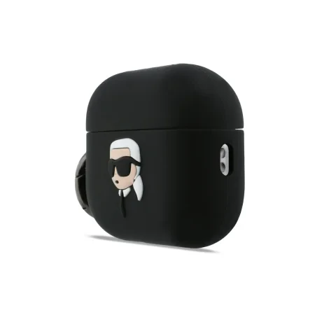 Carcasă din silicon Karl Lagerfeld cu logo 3D NFT Karl Head pentru AirPods Pro 3, neagră