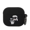 Carcasă din silicon Karl Lagerfeld cu logo 3D NFT Karl și Choupette pentru AirPods 3, neagră