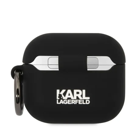 Carcasă din silicon Karl Lagerfeld cu logo 3D NFT Karl și Choupette pentru AirPods 3, neagră
