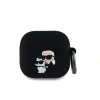 Carcasă din silicon Karl Lagerfeld cu logo 3D NFT Karl și Choupette pentru AirPods 4, neagră
