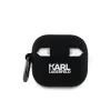 Carcasă din silicon Karl Lagerfeld cu logo 3D NFT Karl și Choupette pentru AirPods 4, neagră