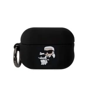 Carcasă din silicon Karl Lagerfeld cu logo 3D NFT Karl și Choupette pentru AirPods Pro 2, neagră