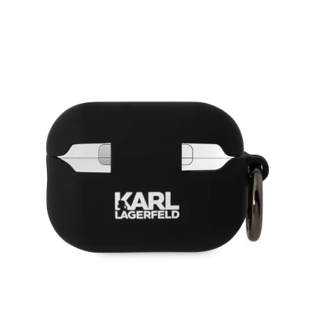 Carcasă din silicon Karl Lagerfeld cu logo 3D NFT Karl și Choupette pentru AirPods Pro 2, neagră
