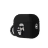Carcasă din silicon Karl Lagerfeld cu logo 3D NFT Karl și Choupette pentru AirPods Pro 2, neagră