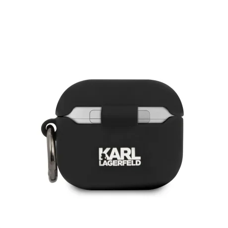 Carcasă din silicon Karl Lagerfeld Rue St Guillaume pentru Airpods 3, neagră