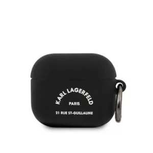 Carcasă din silicon Karl Lagerfeld Rue St Guillaume pentru Airpods 3, neagră