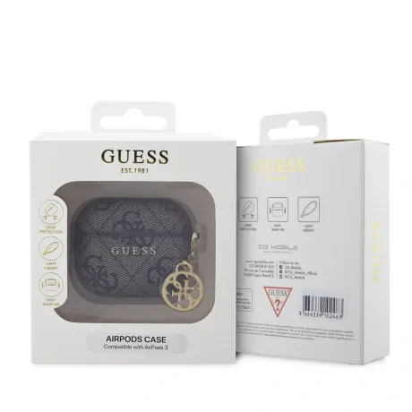 Carcasă Guess 4G PU Charm pentru AirPods 3, maro