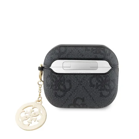 Carcasă Guess 4G Script PC/PU Charm pentru AirPods 3, neagră