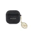 Carcasă Guess 4G Script PC/PU Charm pentru AirPods 4, neagră