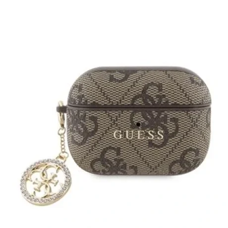 Carcasă Guess 4G Script PC/PU Charm pentru AirPods Pro 2, maro