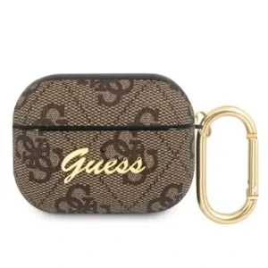 Carcasă Guess 4G Script PC/PU pentru Airpods Pro, maro