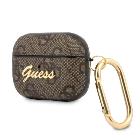 Carcasă Guess 4G Script PC/PU pentru Airpods Pro, maro