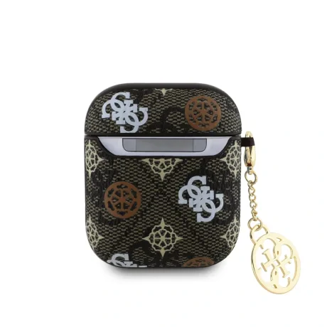 Carcasă Guess PU 4G Peony Charm pentru AirPods 1/2, maro