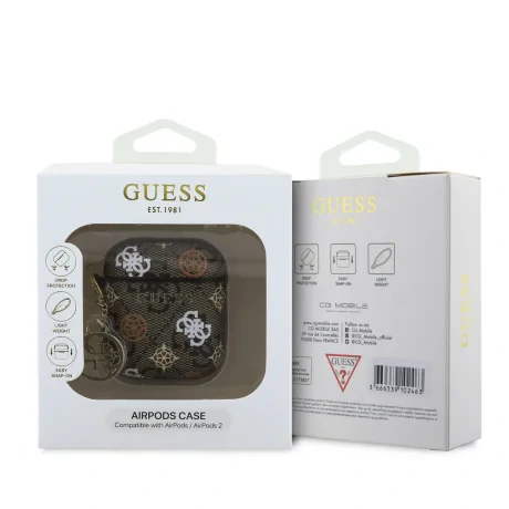 Carcasă Guess PU 4G Peony Charm pentru AirPods 1/2, maro