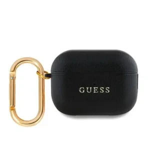 Carcasă Guess PU cu logo clasic granulat pentru AirPods Pro 2, neagră