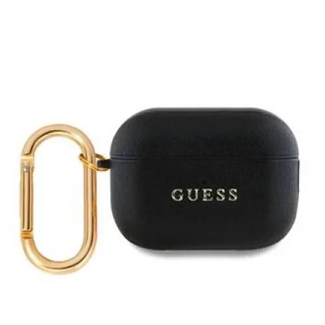 Carcasă Guess PU cu logo clasic granulat pentru AirPods Pro 2, neagră