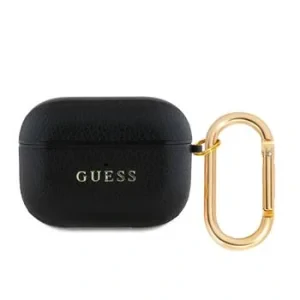 Carcasă Guess PU cu logo clasic granulat pentru AirPods Pro, neagră