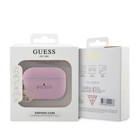Carcasă Guess Saffiano 4G Charm pentru AirPods Pro 2, roz