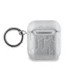 Carcasă Karl Lagerfeld cu imprimeu Karl Head în relief din PU pentru AirPods 1/2, argintie