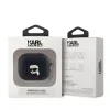 Carcasă Karl Lagerfeld cu imprimeu Karl Head în relief din PU pentru AirPods 3, neagră