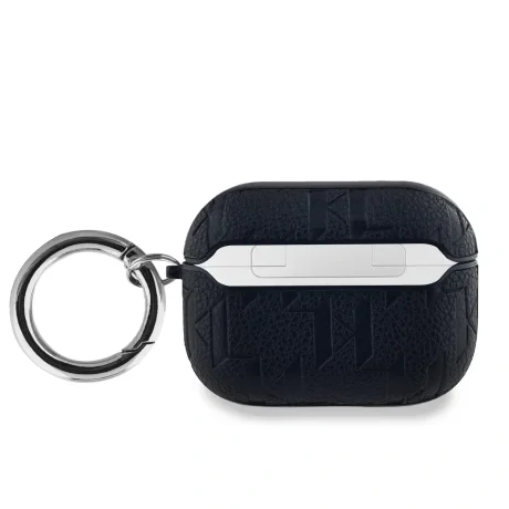 Carcasă Karl Lagerfeld cu imprimeu Karl Head în relief din PU pentru AirPods Pro, neagră