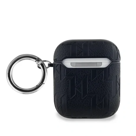 Carcasă Karl Lagerfeld din PU cu imprimeu Karl Head în relief pentru AirPods 1/2, neagră