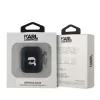 Carcasă Karl Lagerfeld din PU cu imprimeu Karl Head în relief pentru AirPods 1/2, neagră