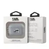 Carcasă Karl Lagerfeld din PU cu motive Karl și Choupette în relief pentru AirPods Pro 2, argintie
